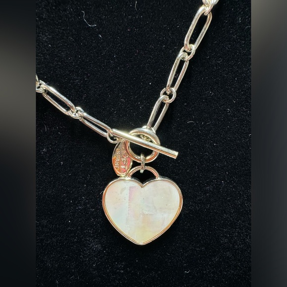 The Loft Gold Tone Faux Mother of Pearl Heart Toggle Front Closure Necklace - Picture 3 of 3